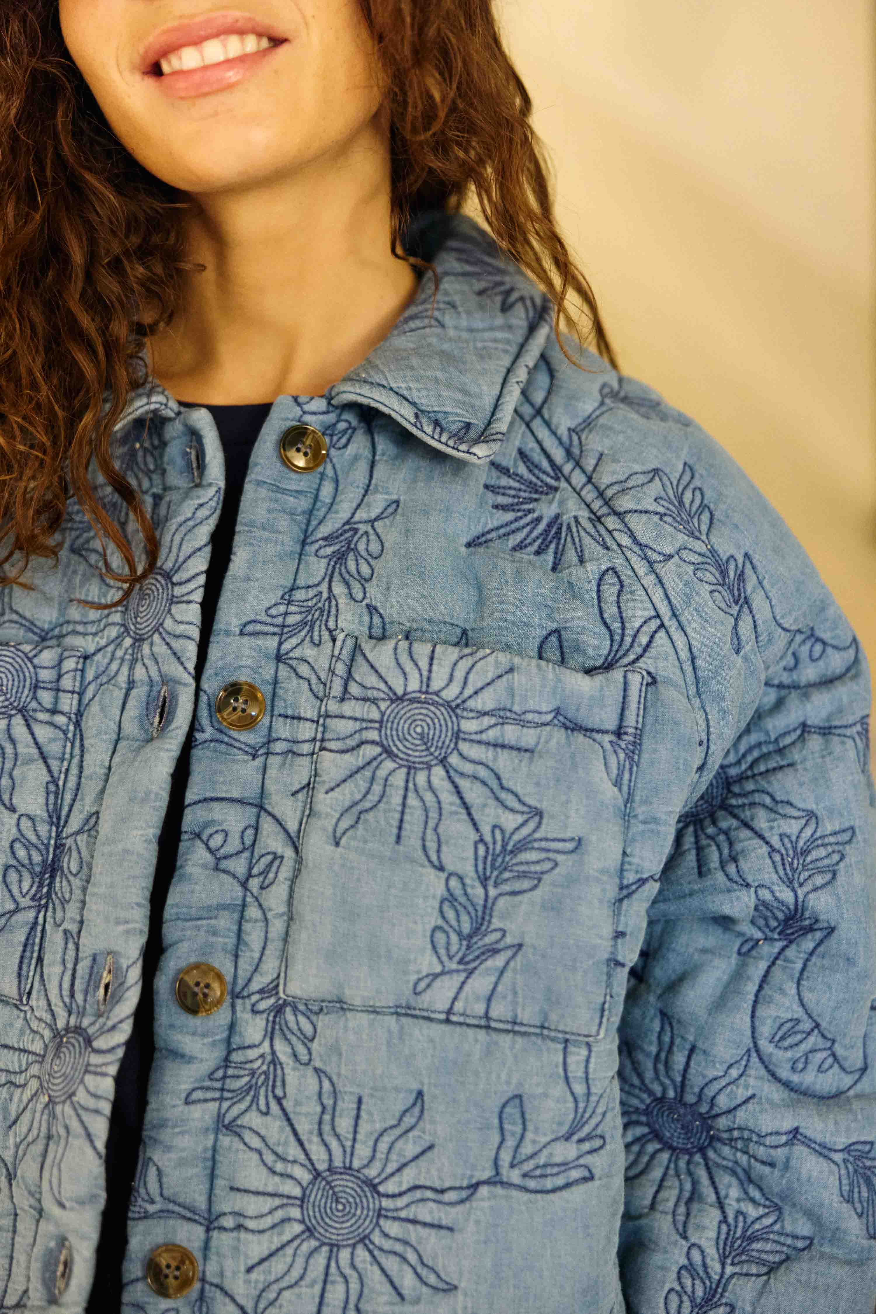 Veste matelassée brodée wash - Vanda