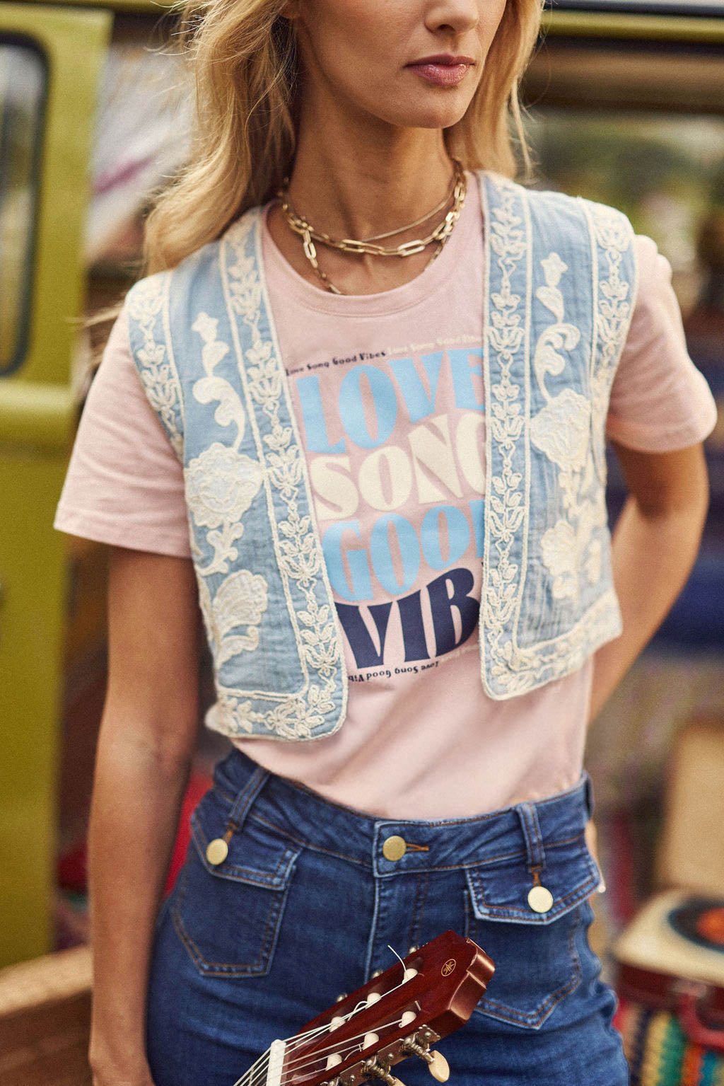 Blue sleeveless jacket - Vania