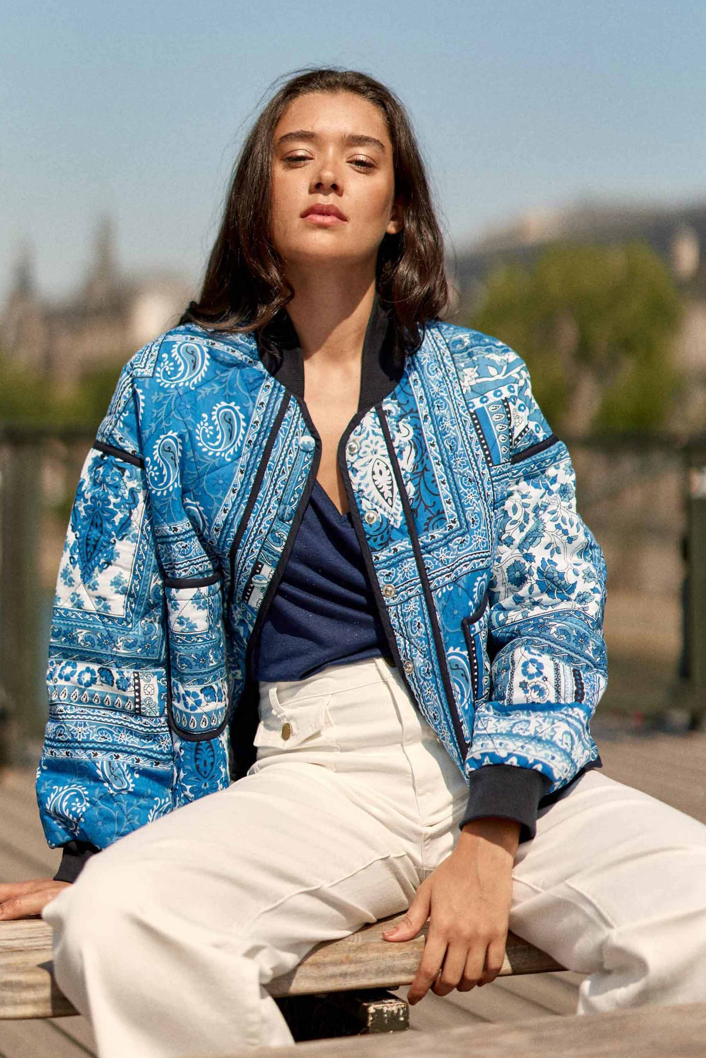 Teddy matelassé patchwork bleu - Vayla