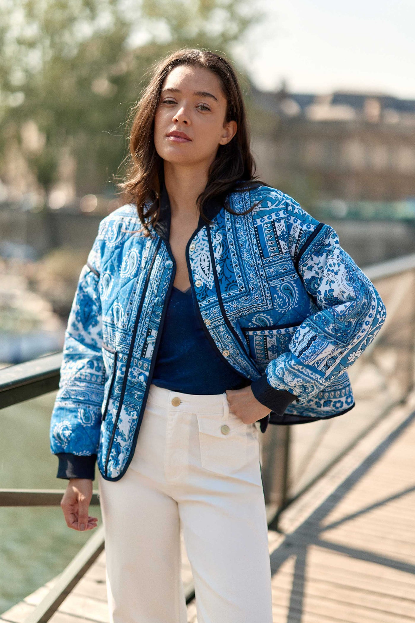 Teddy matelassé patchwork bleu - Vayla