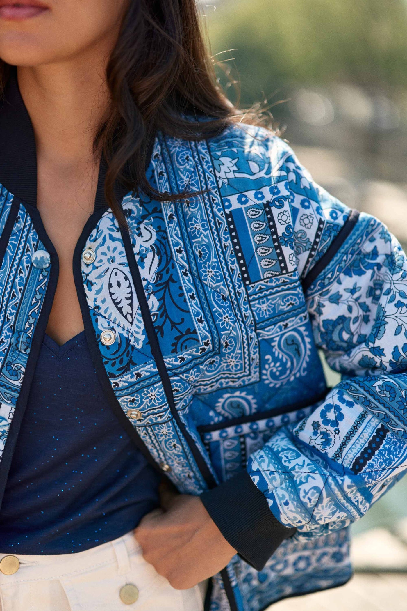 Teddy matelassé patchwork bleu - Vayla