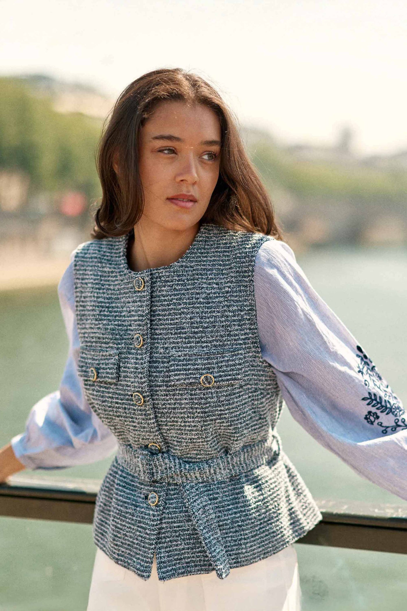 Veste sans manches tweed marine - Vikli