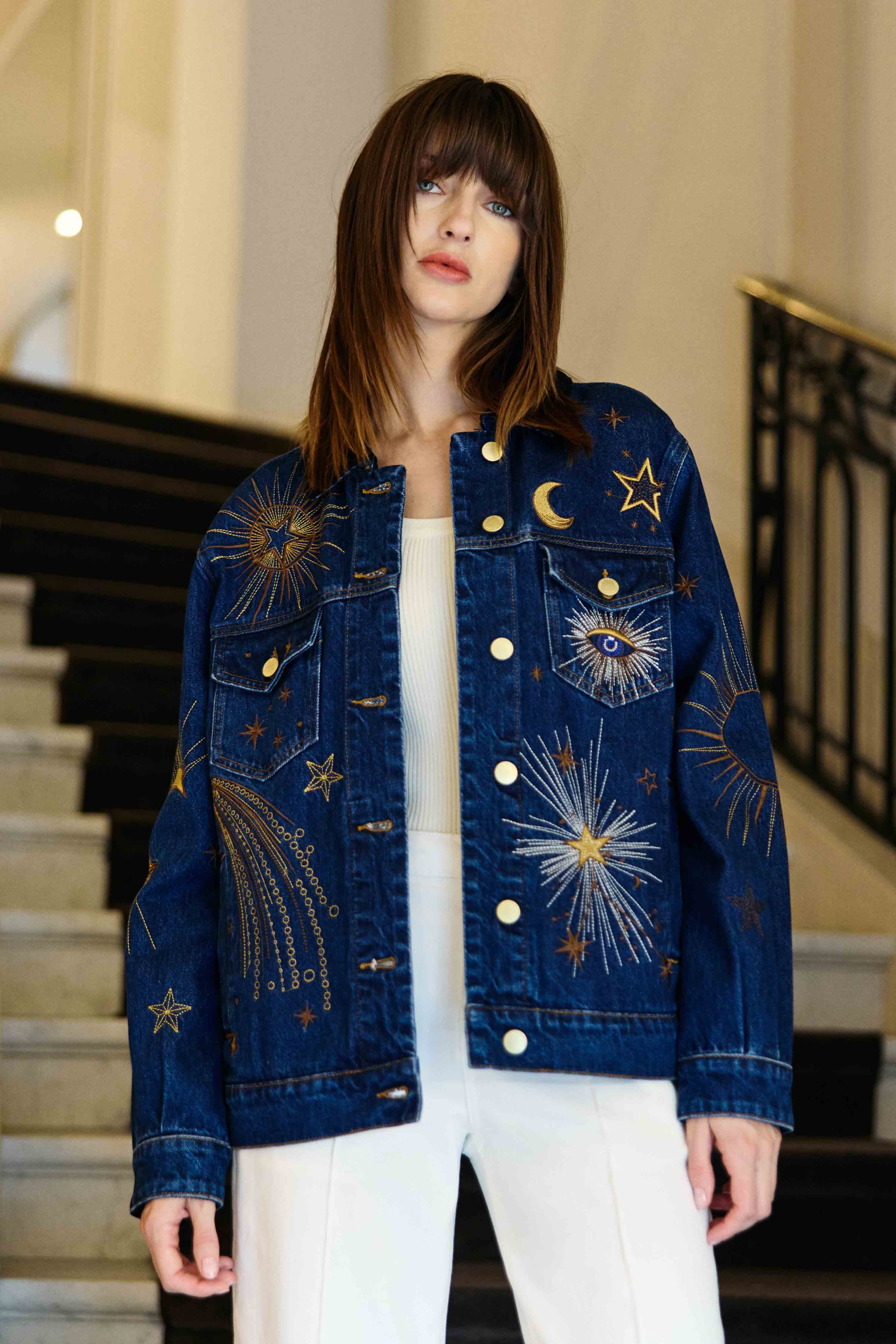 Veste denim brodée - Vinae