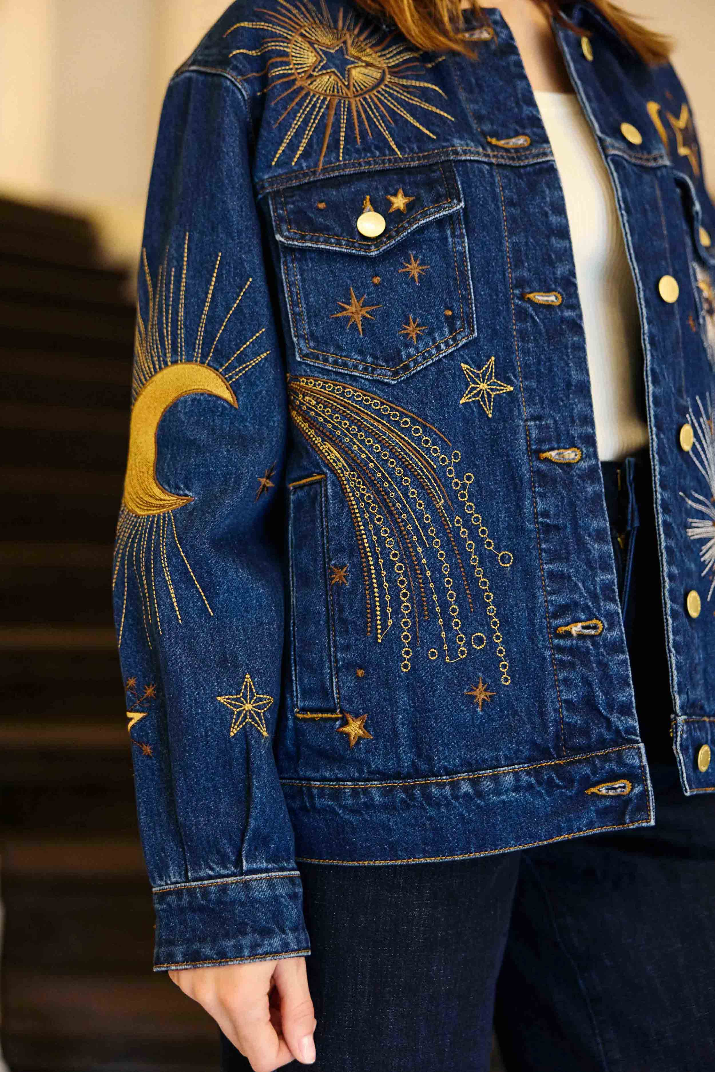 Constellation embroidered denim jacket - Vinae | LA PETITE Constellation embroidered denim jacket - Vinae | LA PETITE