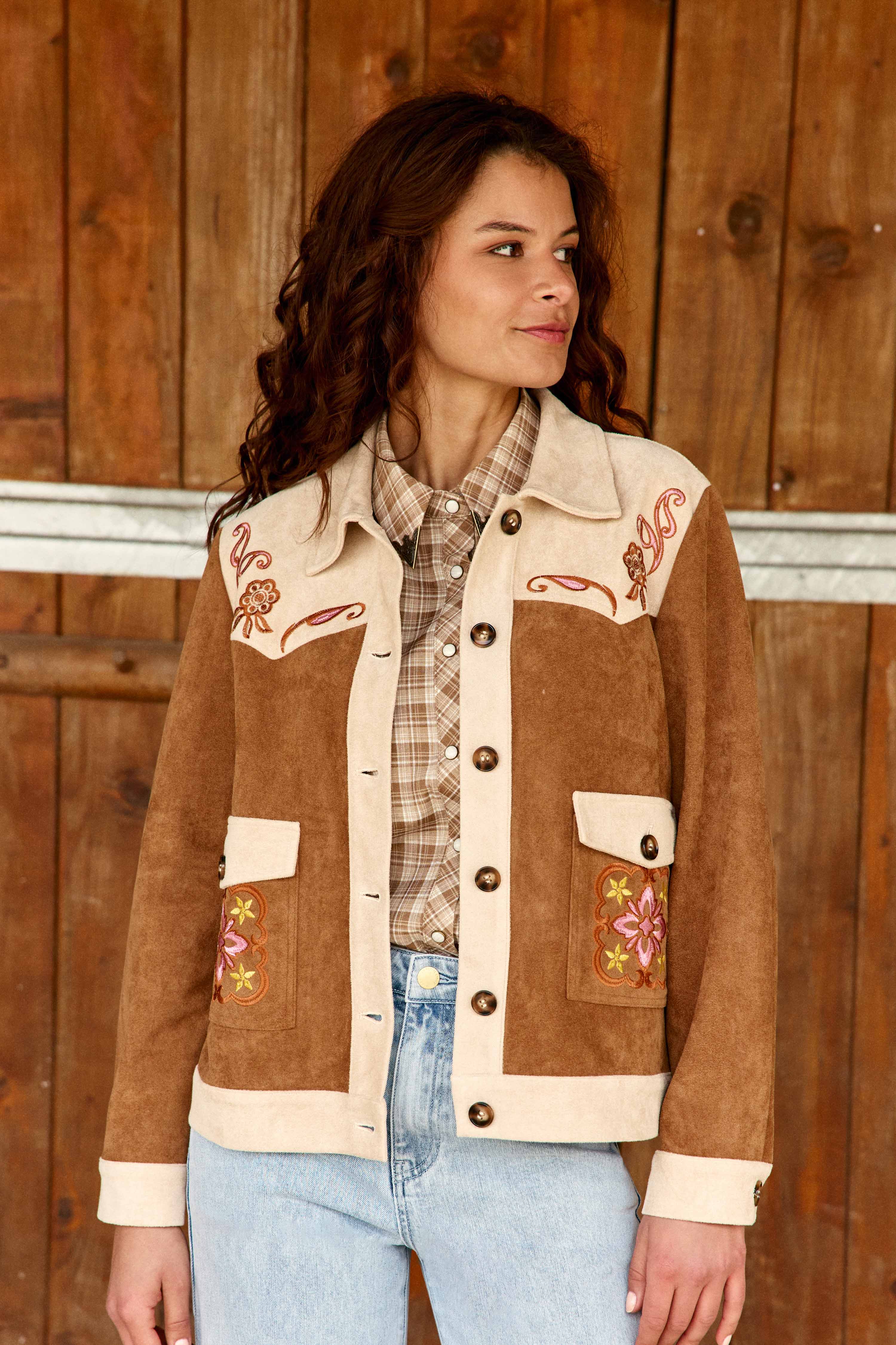 Vinao - Embroidered Suede Jacket