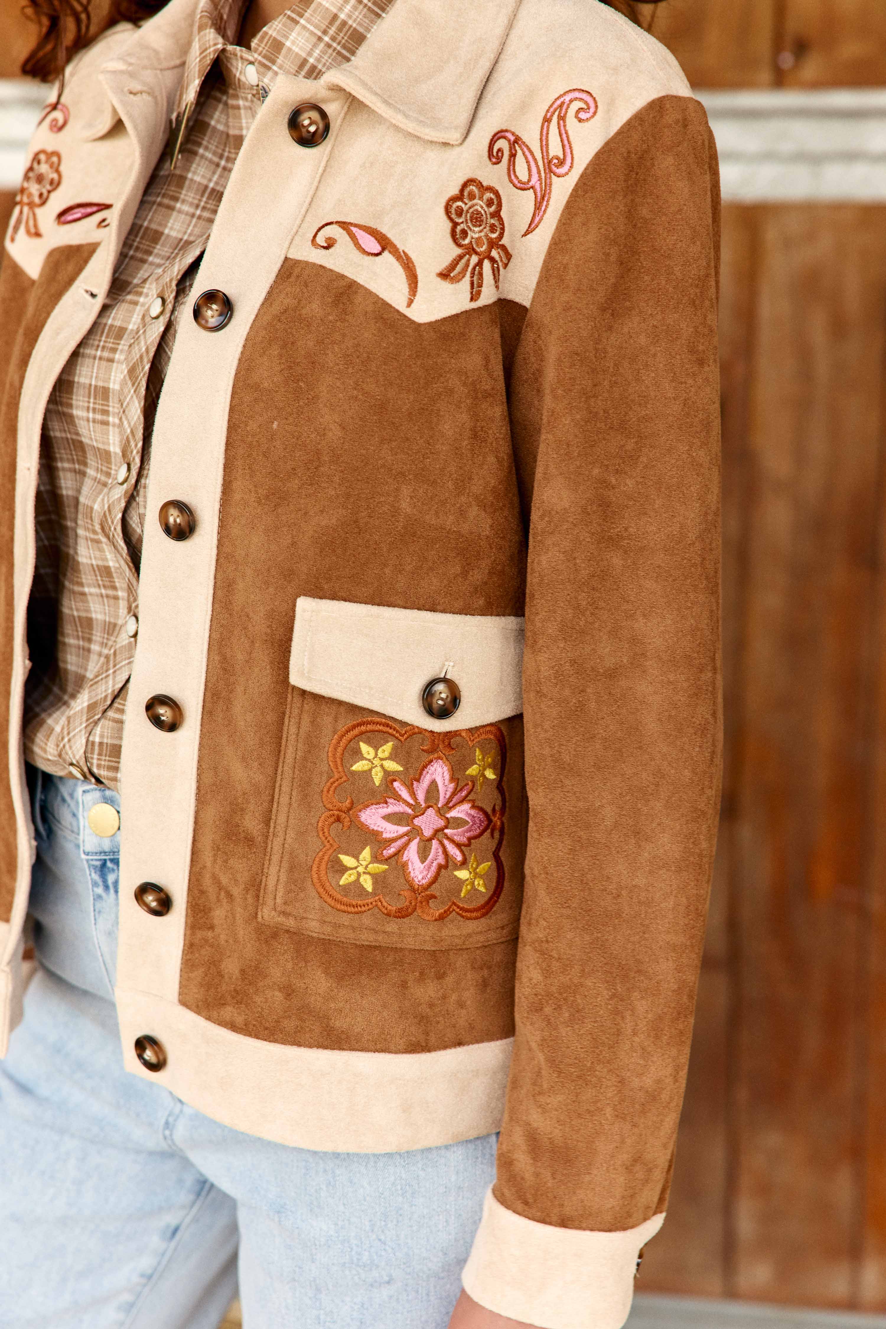 Vinao - Embroidered Suede Jacket