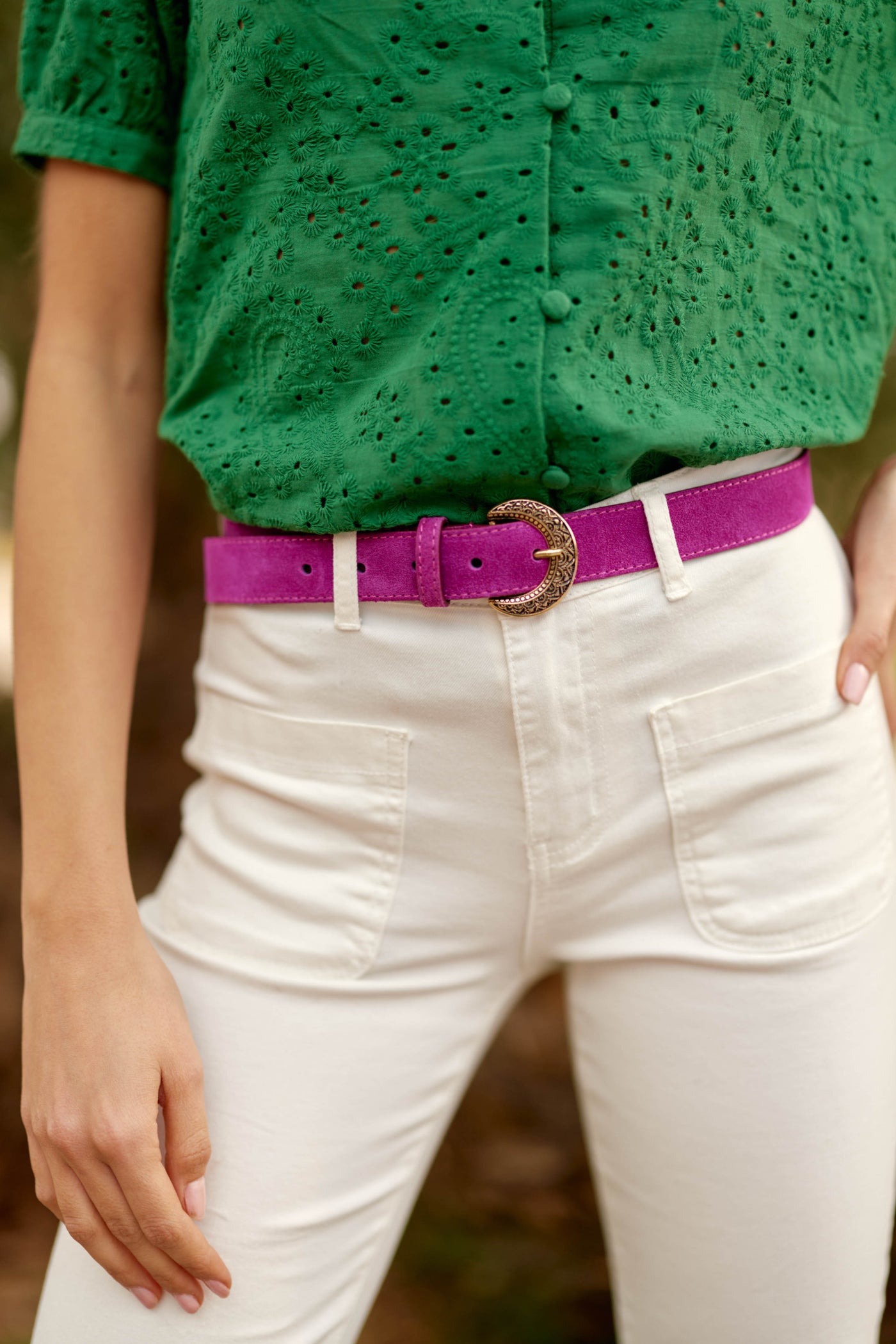 Vivian leather belt - Violine