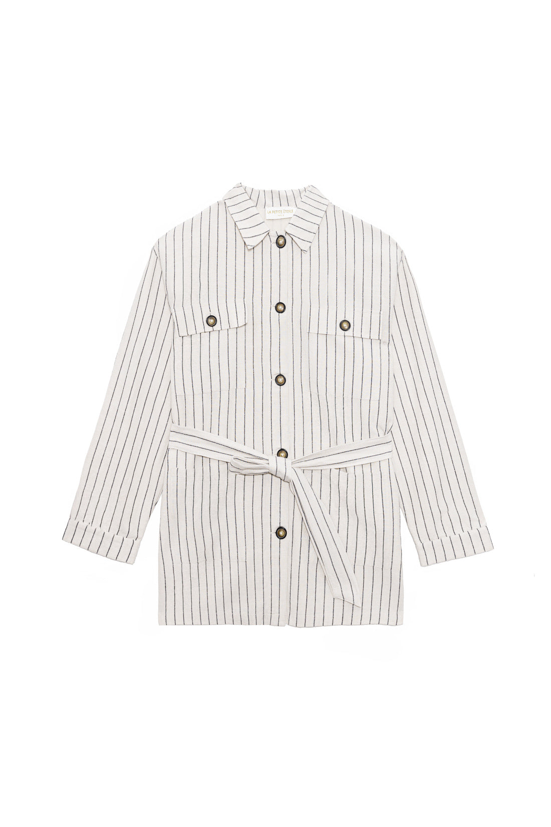 Veste droite beige à rayures - Volca