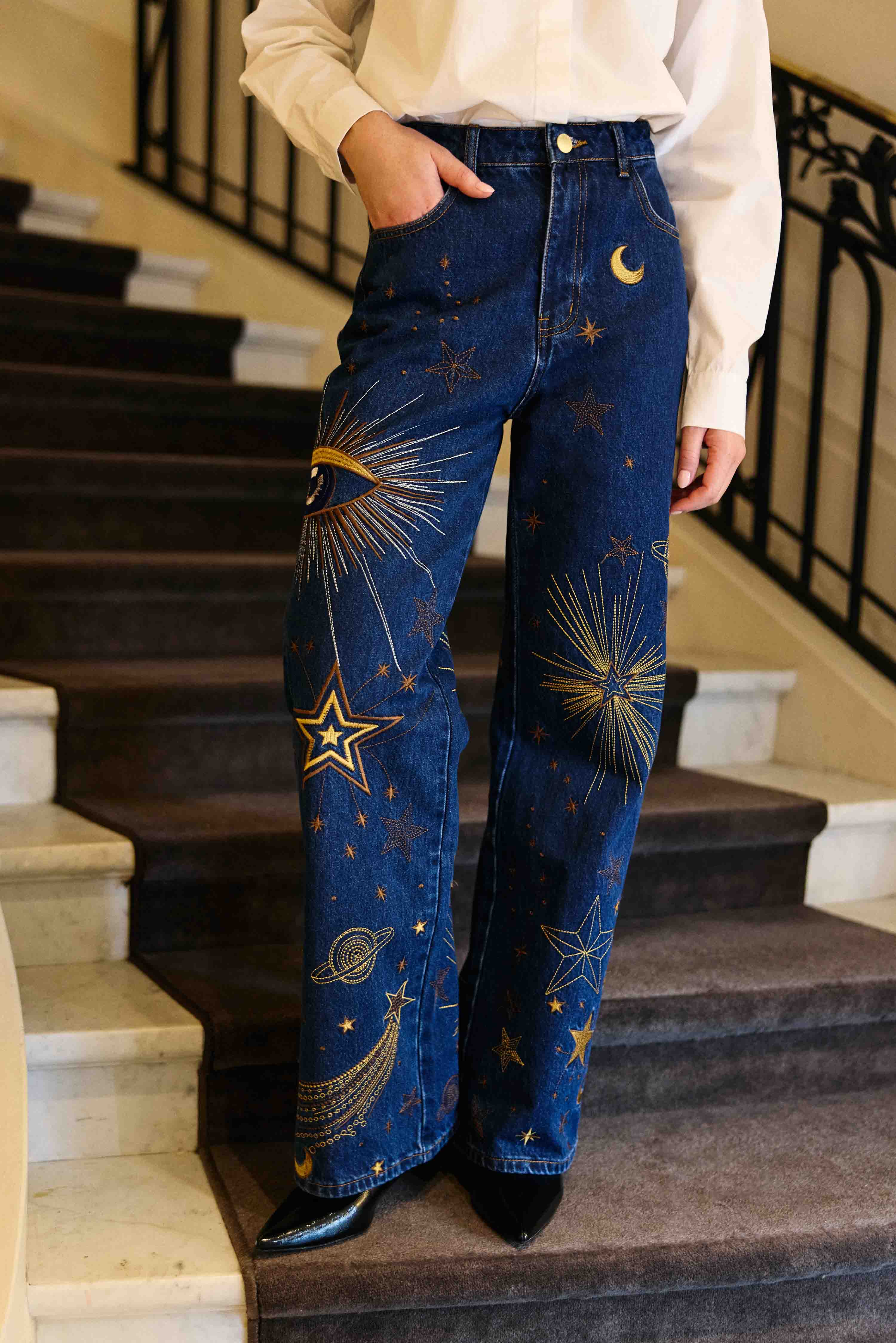 Jean brodé denim - Zephyra