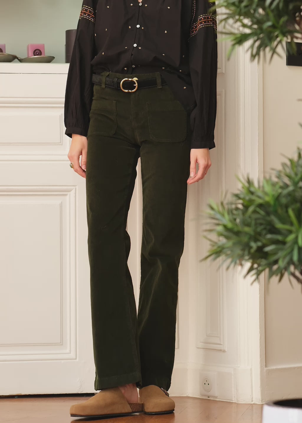 Pants Sonny Velours - Vert Fonce