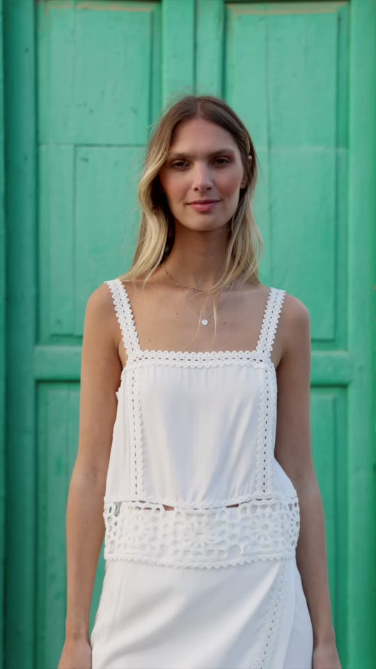 Débardeur avec détails crochet blanc - Dua