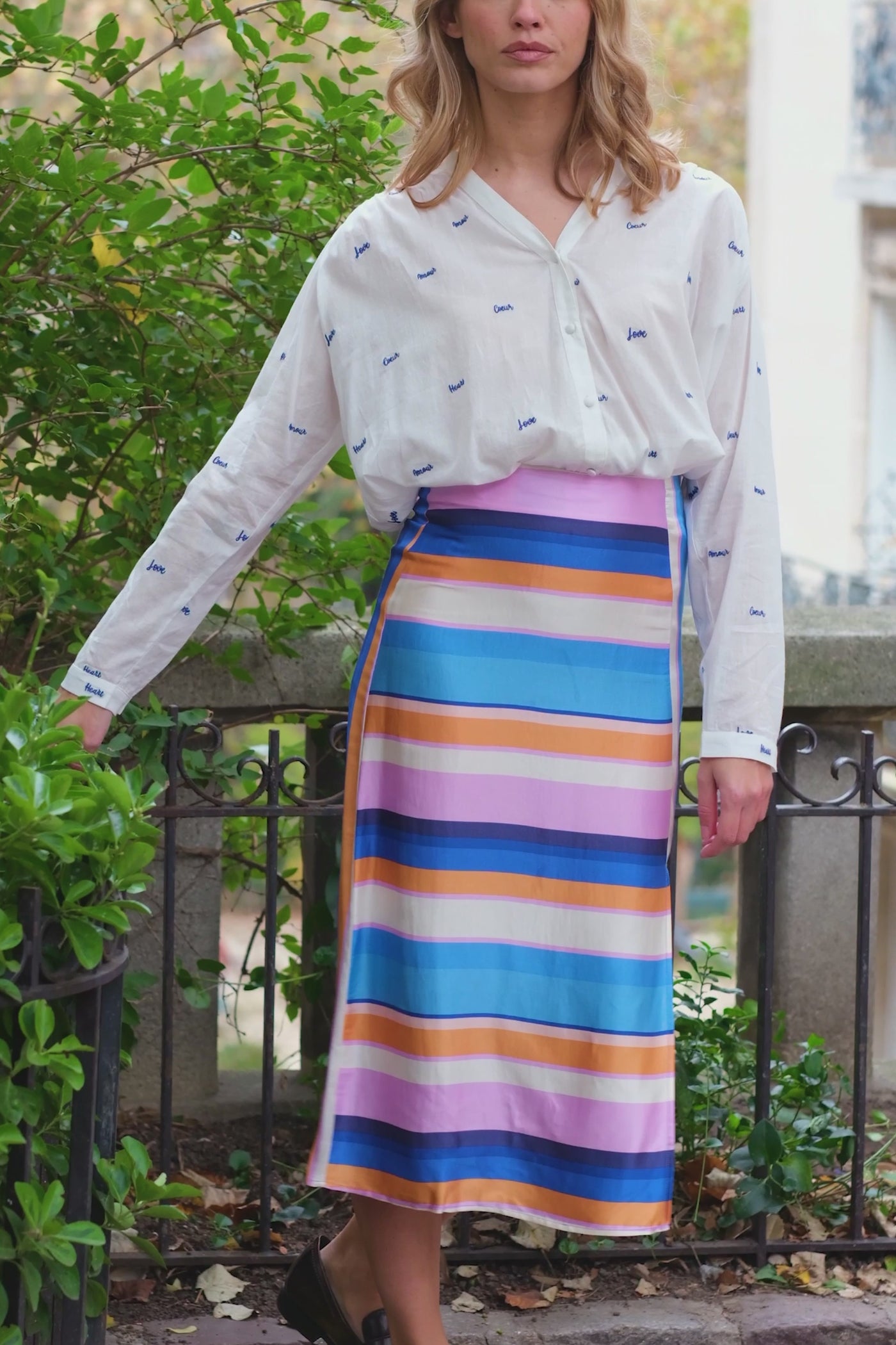 Striped satin skirt - Judith