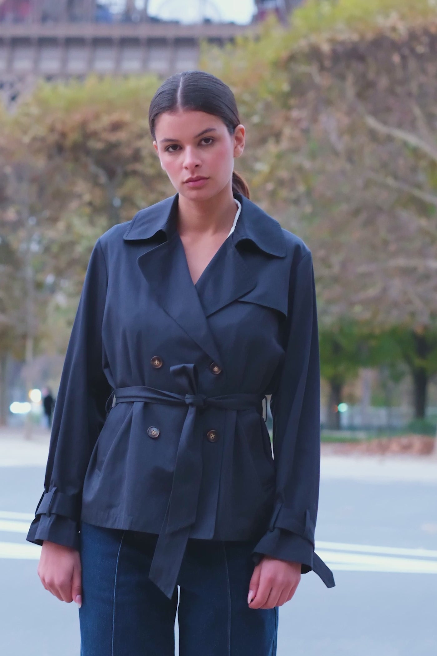 Short navy trench coat - Narago
