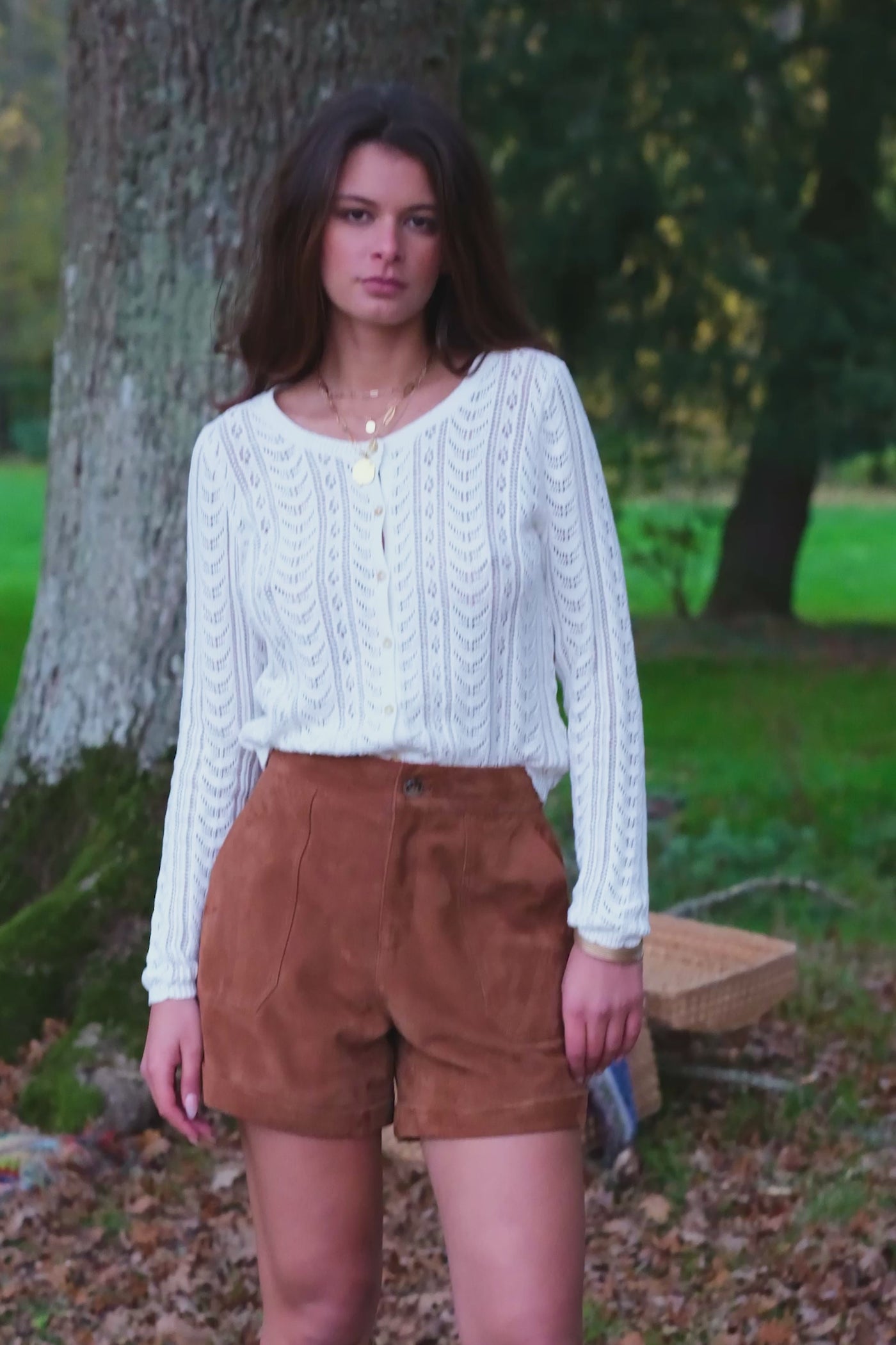 Camel leather shorts - Sidra