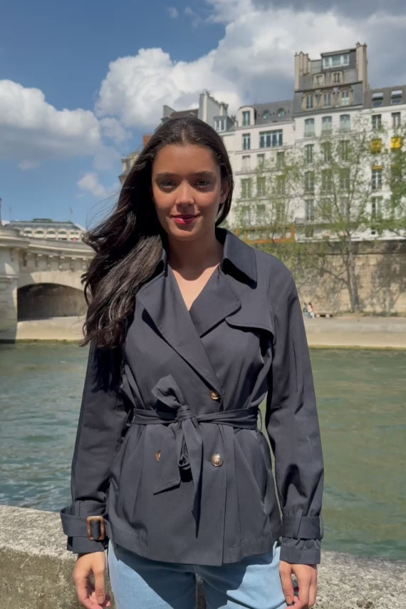 Short navy trench coat - Narago