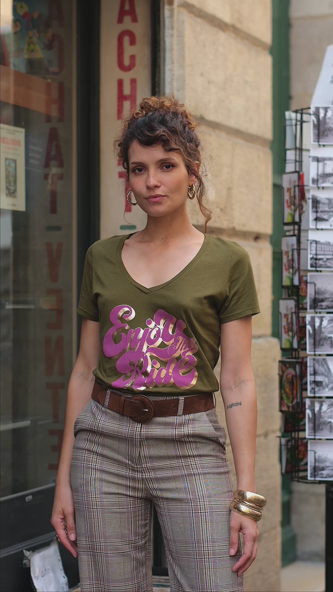 T-shirt Enjoy - Kaki