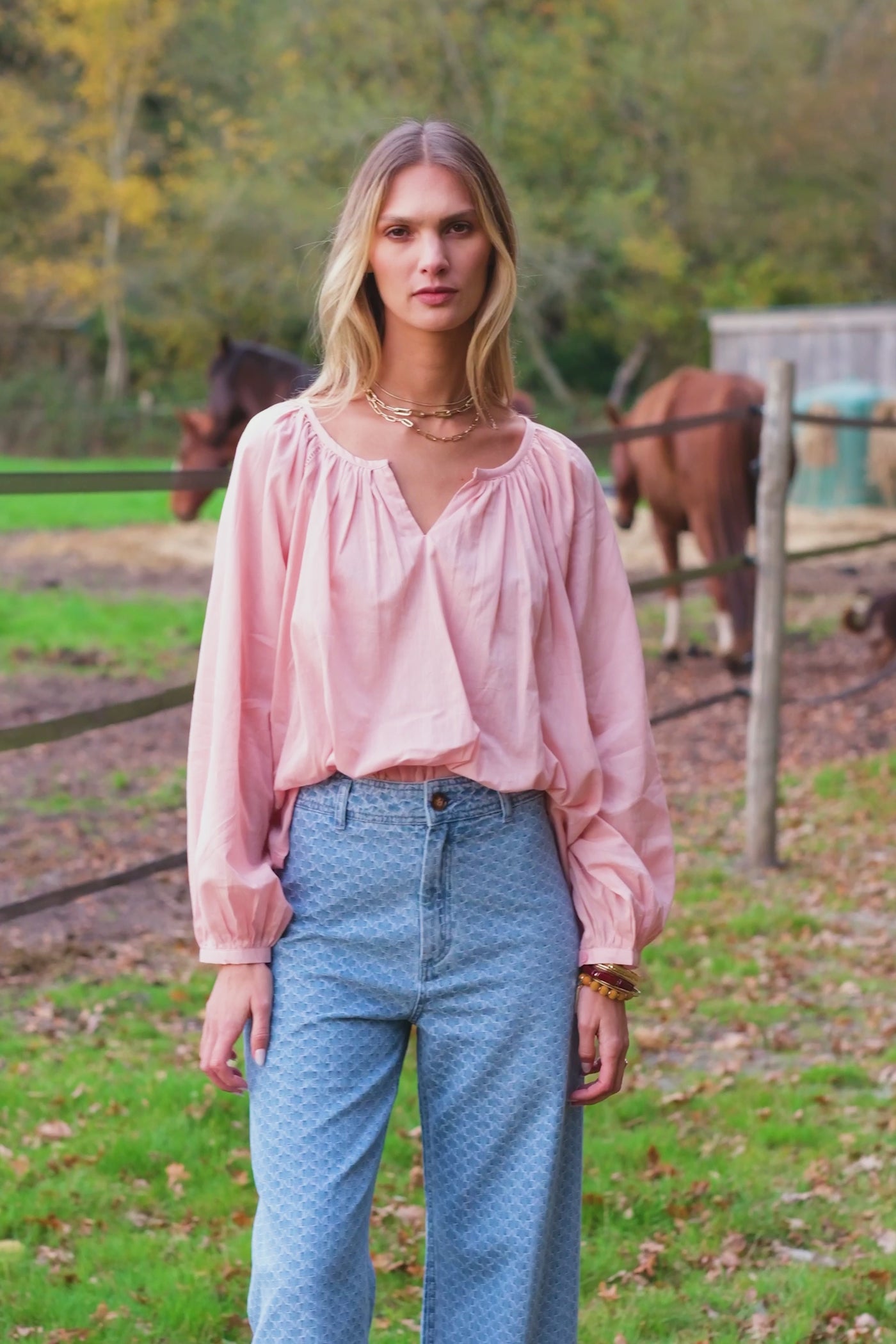Blouse ample rose poudrée - Blazie