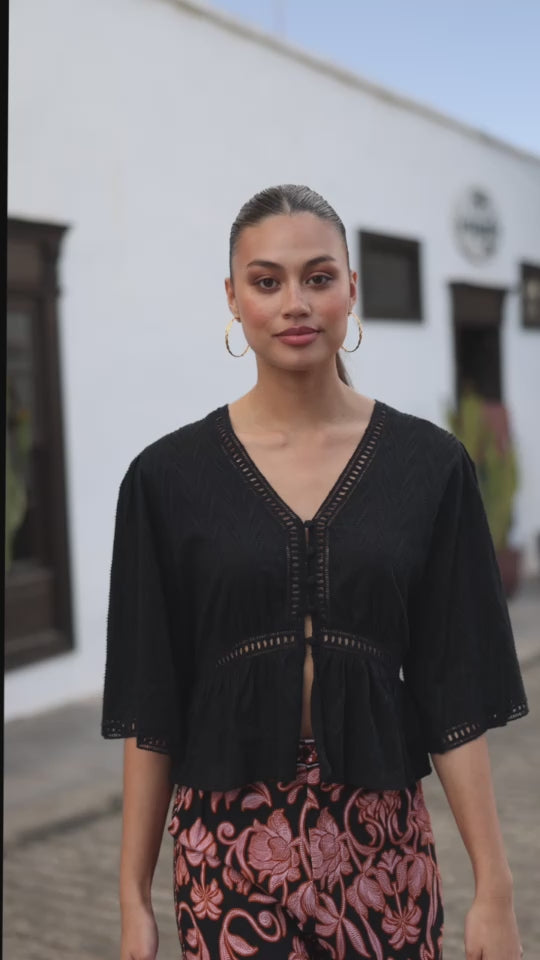 Black openwork blouse - Berin