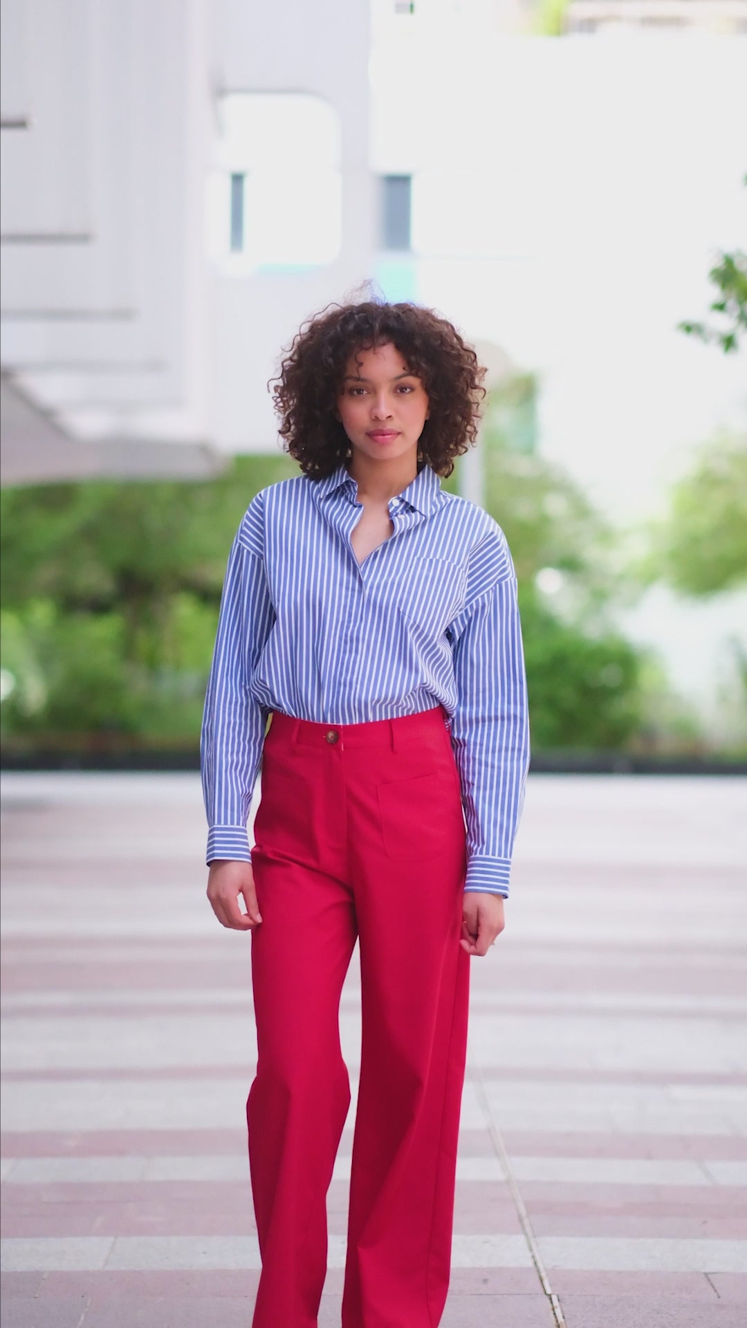 Blue/ecru striped blouse - Clony