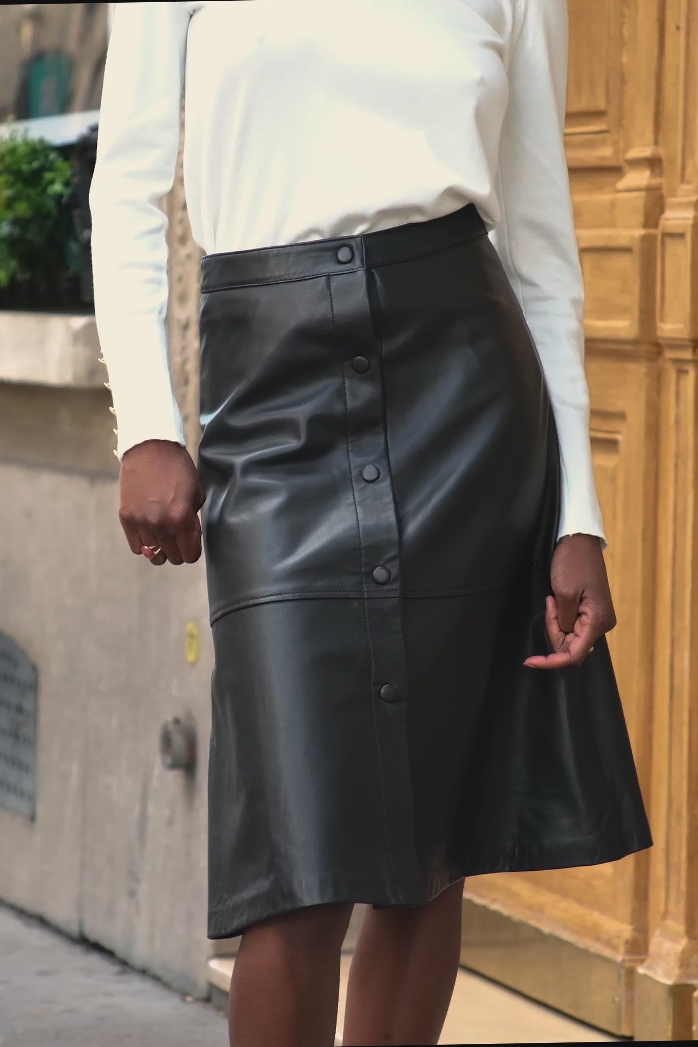 Black leather skirt - Jolene