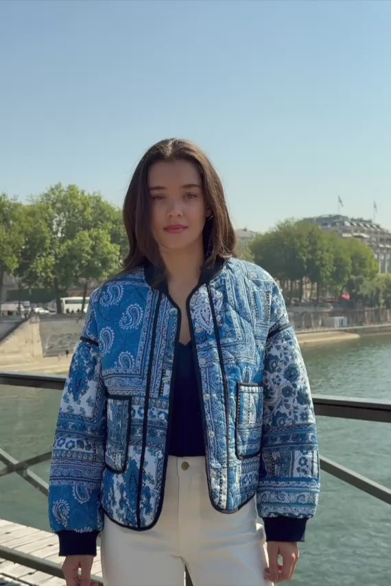 Teddy matelassé patchwork bleu - Vayla