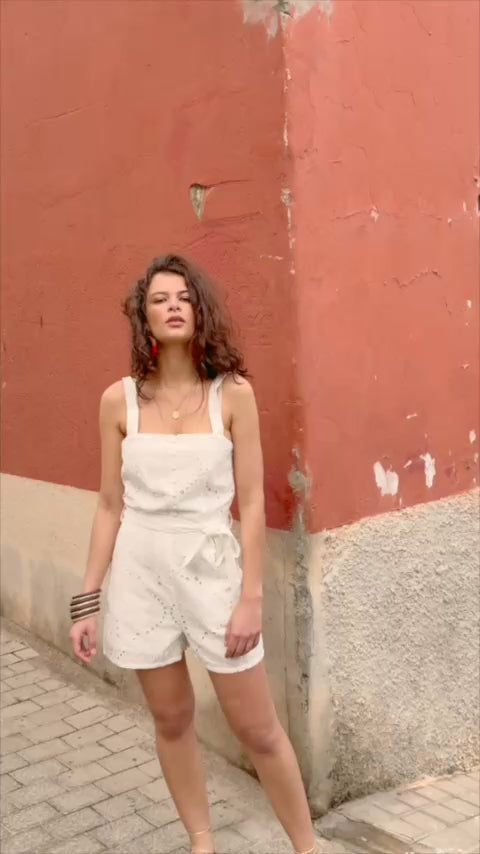 Combi-short à bretelles écru - Louison