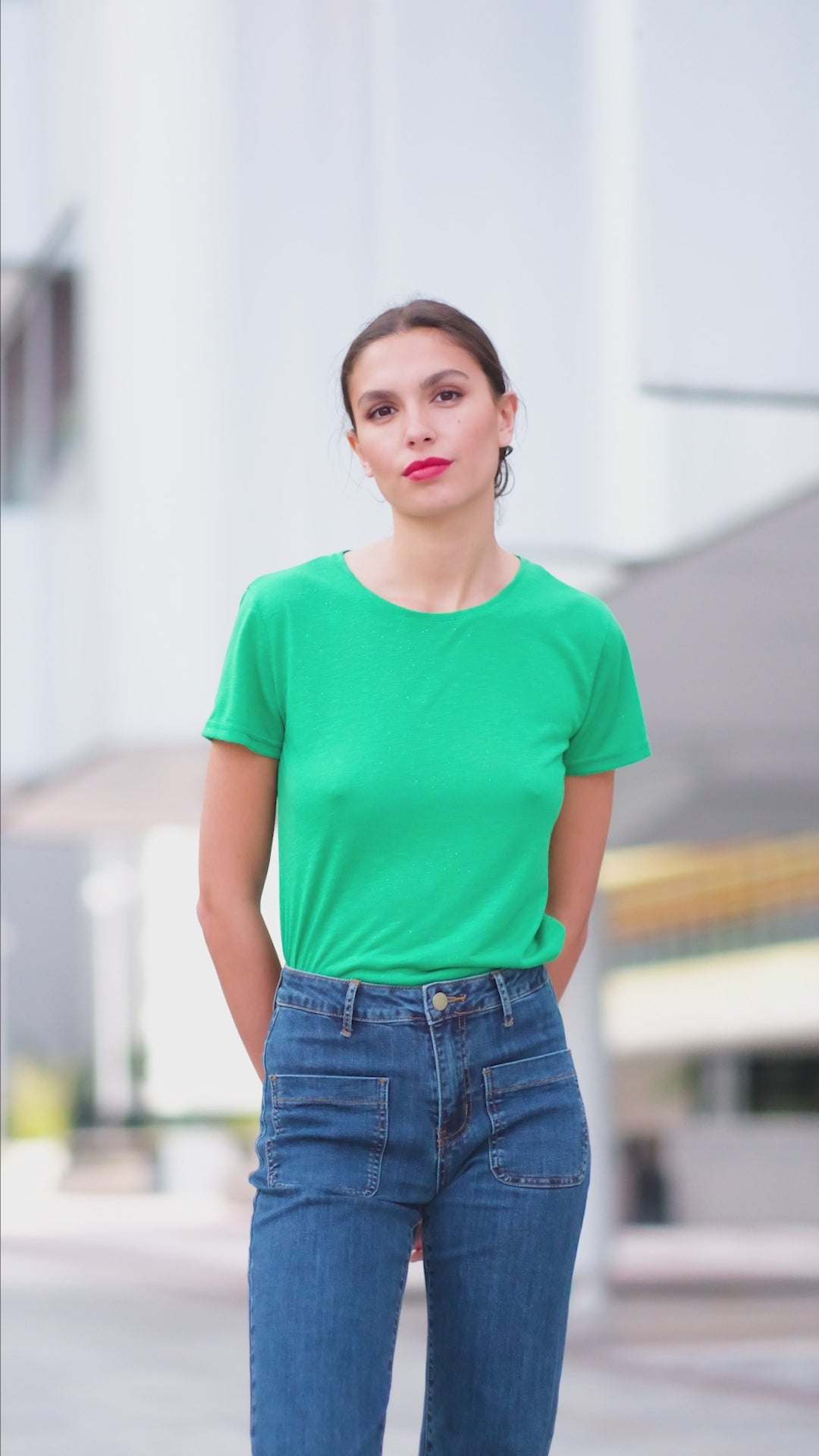 Green round neck t-shirt - Elva