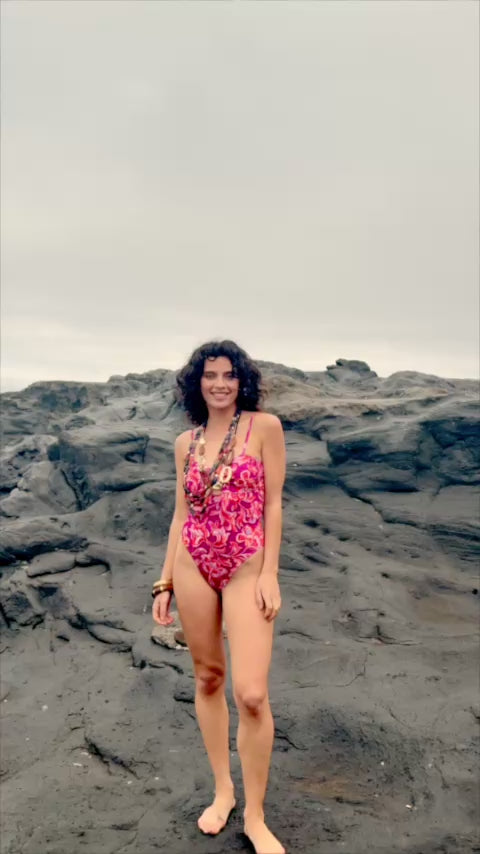 Maillot de bain à motif rose - Wilona