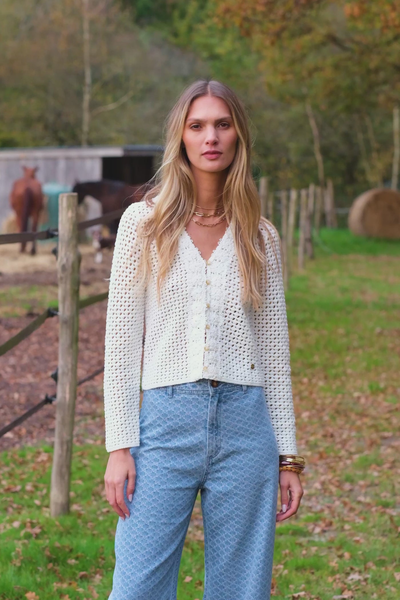 Ecru V-neck cardigan - Matilda