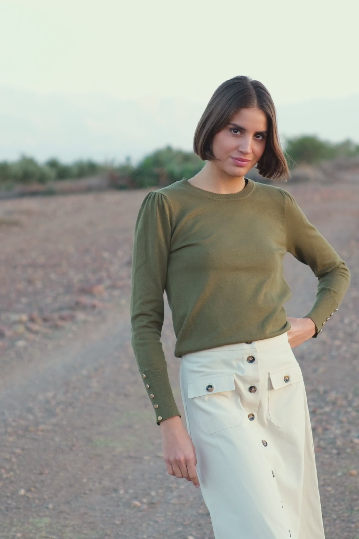 Pull col rond kaki - Beatrice