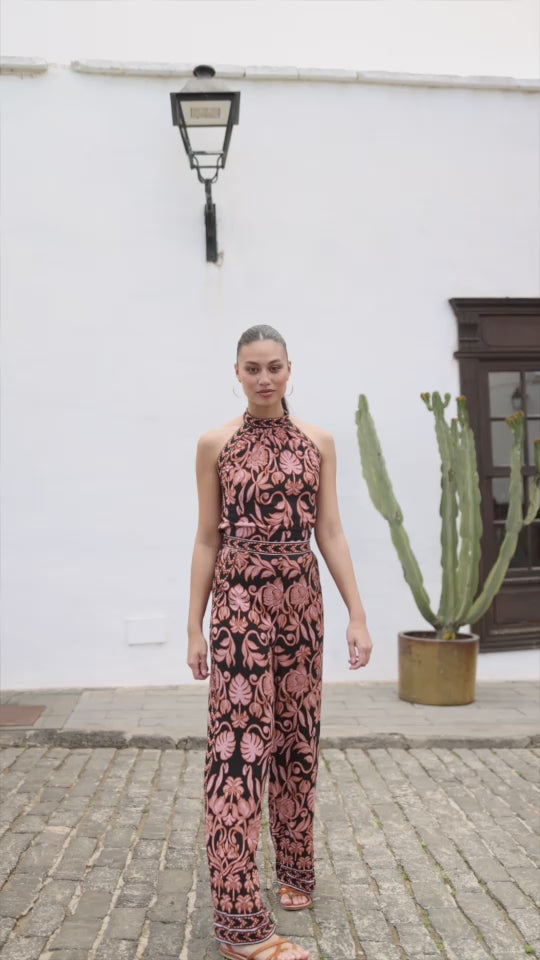 Floral backless jumpsuit - Laure