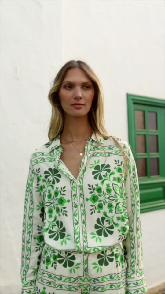 Green printed straight blouse - Chani