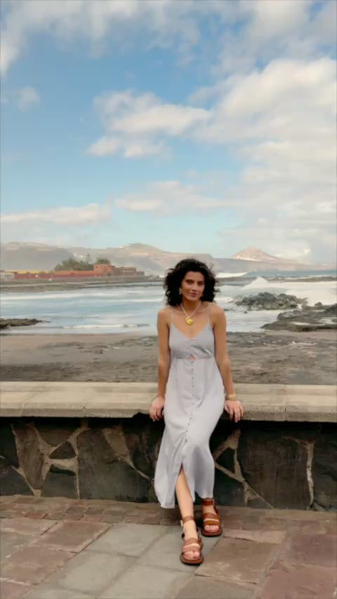 Sky blue strappy midi dress - Rayen
