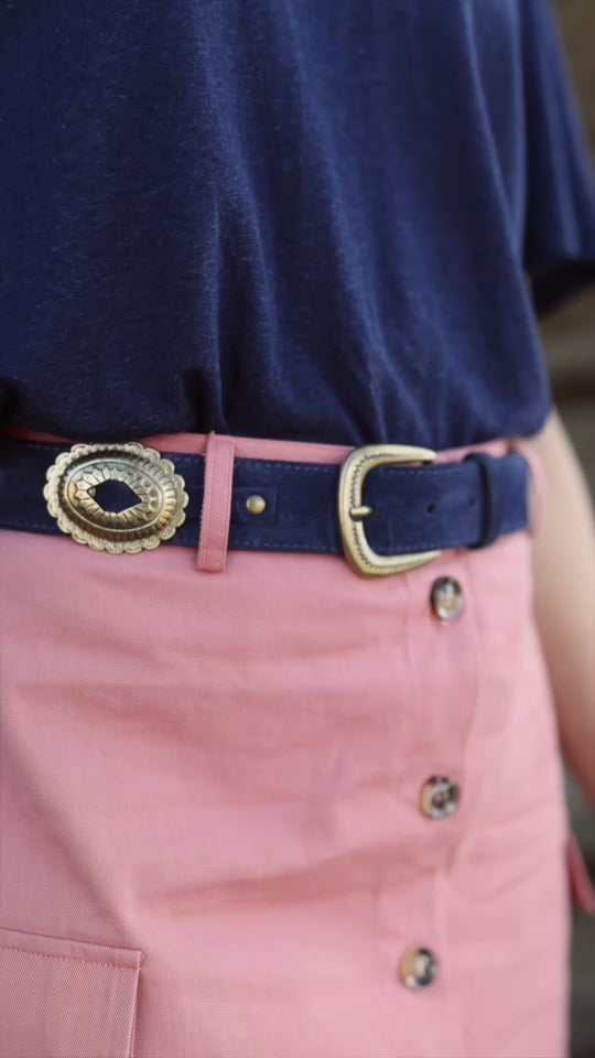 Navy leather belt - Alicia