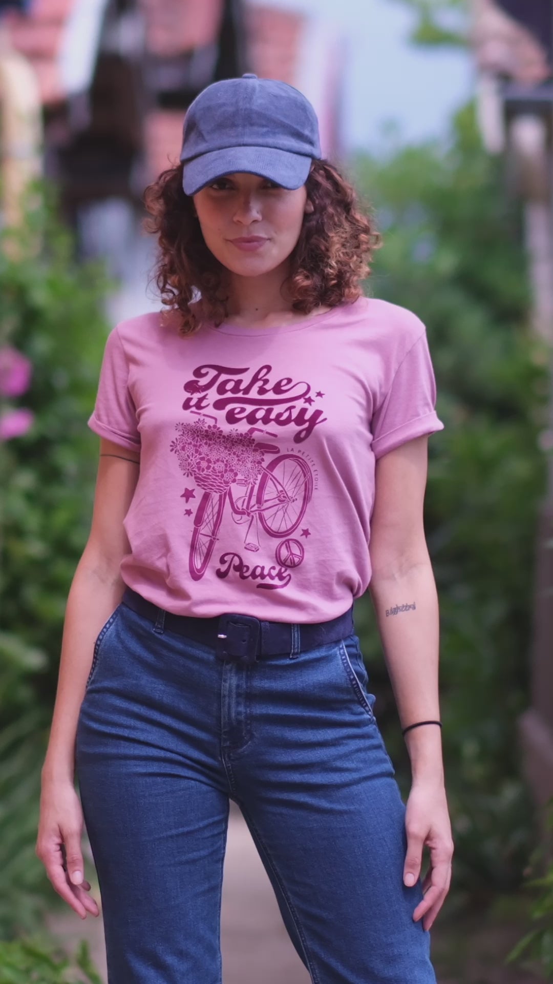 T-shirt Peace - Vieux Rose