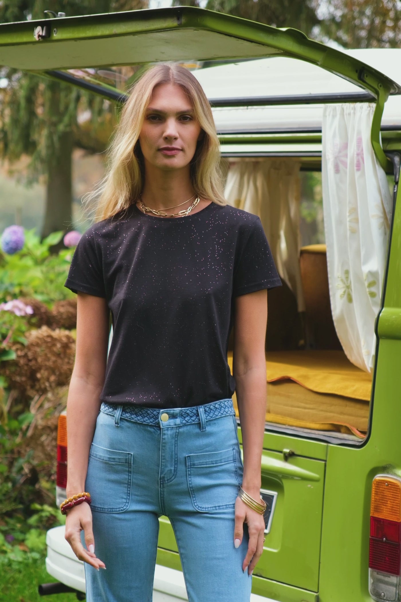 T-shirt col rond noir - Elva