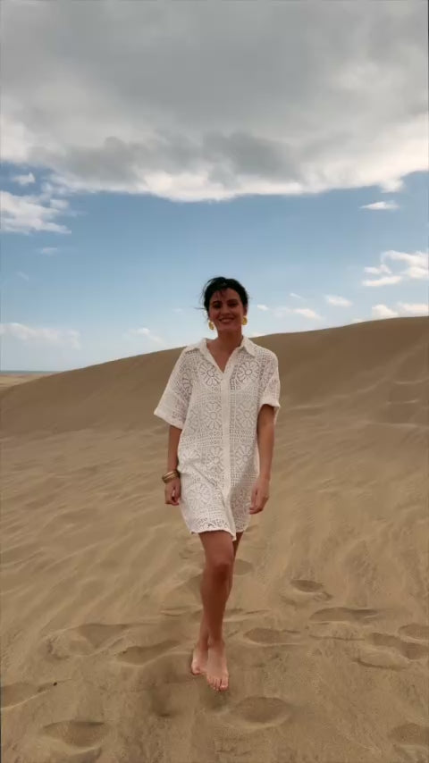 Robe chemise oversize écru - Rilowa