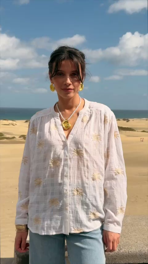 Blouse ample à broderies écru - Bolita