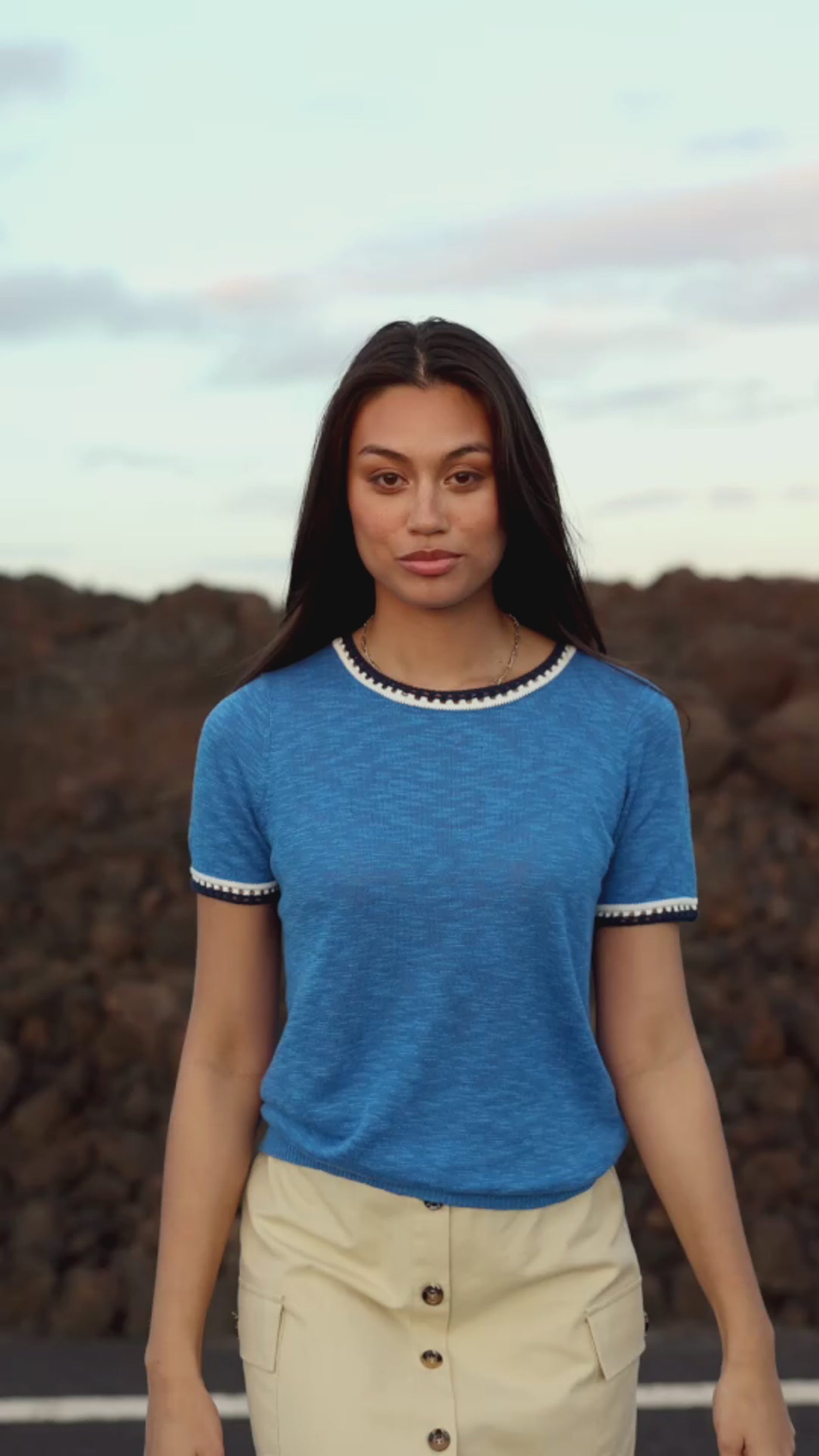 Blue round neck sweater - Madi