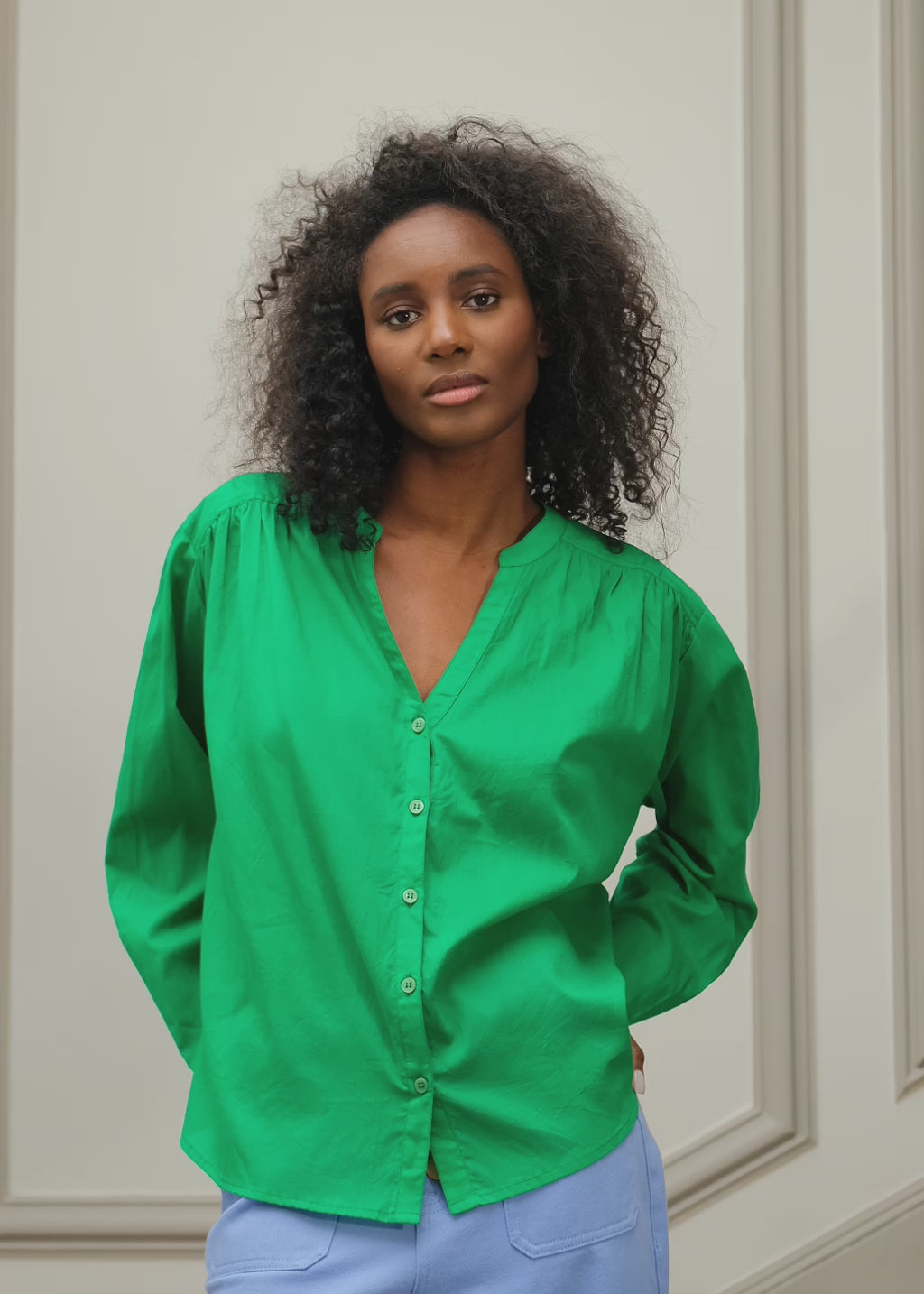 Blouse col V vert - Bolia
