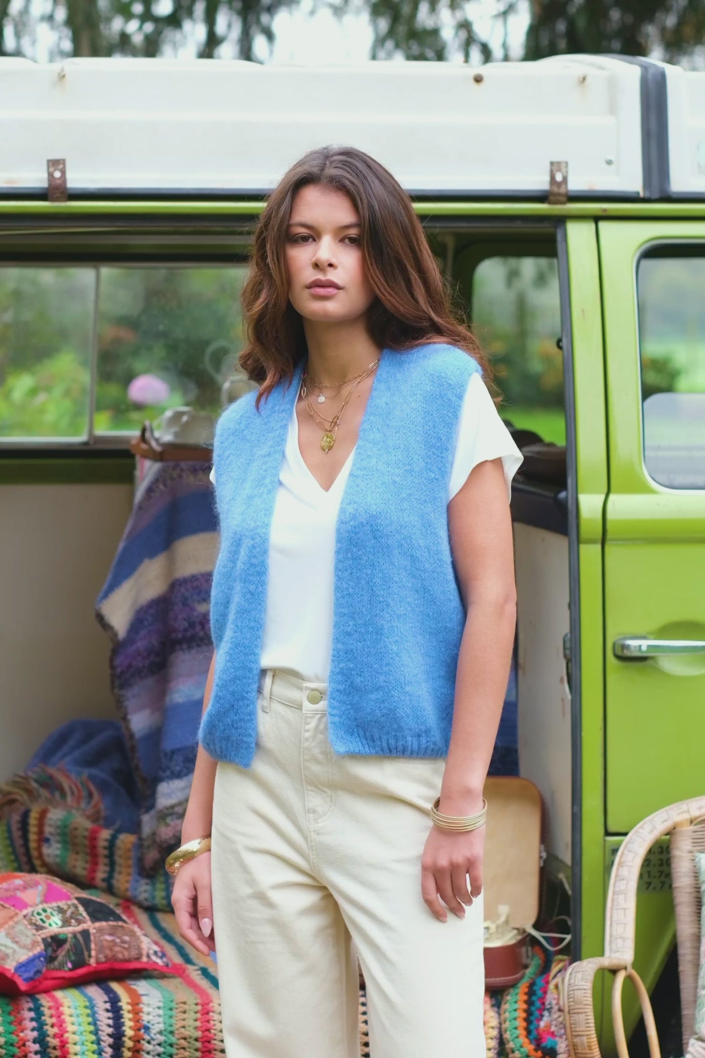 Blue sleeveless cardigan - Marvia