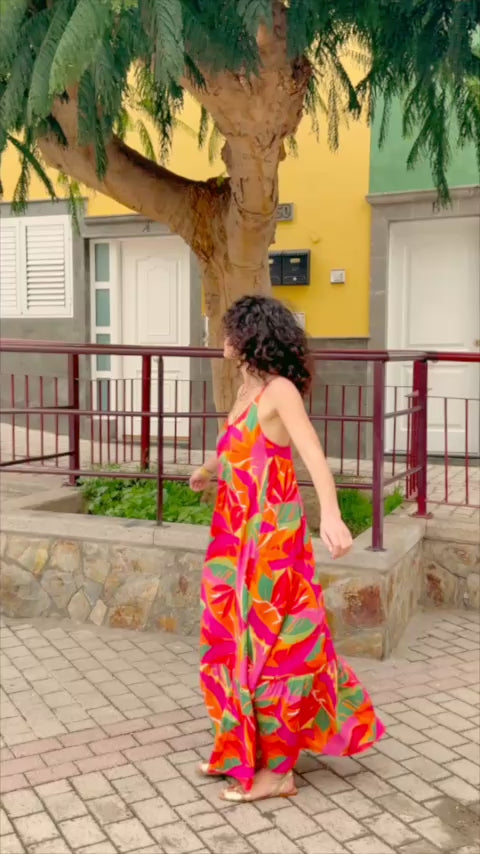 Robe longue à motif tropicolor - Rhona